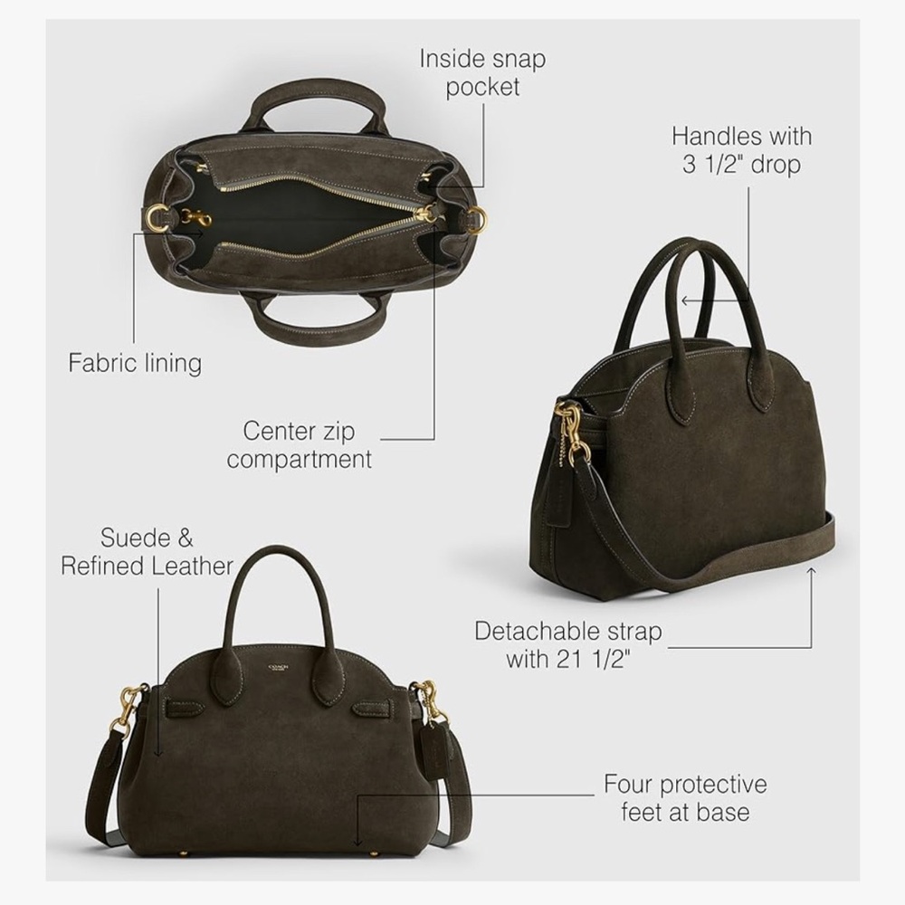 Coach Empire 28 Olive Green Suede - Picture 3 of 15